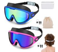 Wxshang My Cool Summer Goggles - Tyglobal Swim Goggles with Ear Plugs, Wide View Anti Fog & UV SwimmingGoggles for Audlt Kids (F Set)