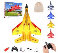 Wxshang ZY 530 Pro Rc Plane, 2.4Ghz Rc Remote Control Fighter Plane Model, Gliders Airplane with Lights and Automatic Balance Gyro, Cool Night Navigation Lights for Aldult & Beginners (Yellow)