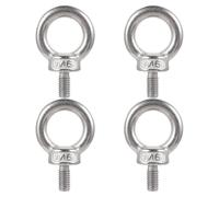 WxuuLTGJR Bulloni a Occhiello M6 4 Pezzi Bulloni ad Anello di Sollevamento Ganci a Vite a Occhiello in Acciaio Inossidabile 304 Ganci a Spalla con ghiera Ganci di Grado Marino filettati in Argento