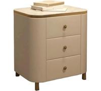 WxuuLTGJR Comodino di lusso con cassetti, comodino alto in legno massello con piano in ardesia, tavolino laterale estetico europeo(White Gold)