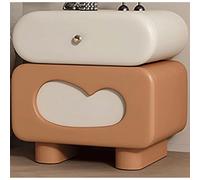 WxuuLTGJR Comodino in legno massello con 2 cassetti, comodino alto con contenitore, design girevole a 360°, comodino in pelle, tavolino creativo(Oranje,40cm)