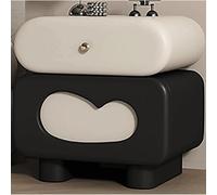 WxuuLTGJR Comodino in legno massello con 2 cassetti, comodino alto con contenitore, design girevole a 360°, comodino in pelle, tavolino creativo(Svart,40cm)