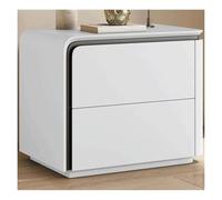 WxuuLTGJR Comodino in legno massello con 2 cassetti, semplice comodino in fibra di pelle, comodino completamente rivestito, tavolino portaoggetti(Wit,Left)