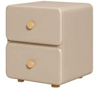WxuuLTGJR Comodino in legno massello con piano in similpelle, comodino con due cassetti, comodino con angoli arrotondati, tavolino portaoggetti semplice(Kaki,50cm)