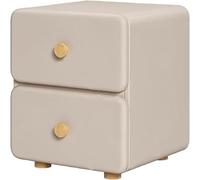 WxuuLTGJR Comodino in legno massello con piano in similpelle, comodino con due cassetti, comodino con angoli arrotondati, tavolino portaoggetti semplice(Bruin,50cm)