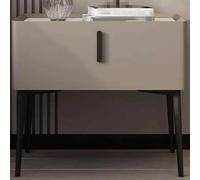 WxuuLTGJR Comodino leggero di lusso con cassetto, comodino in legno massello, comodino con finitura in microfibra e pelle, tavolino da scrivania Rock Slab(Kaki)