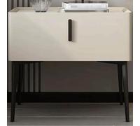 WxuuLTGJR Comodino leggero di lusso con cassetto, comodino in legno massello, comodino con finitura in microfibra e pelle, tavolino da scrivania Rock Slab(Off White)