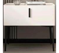 WxuuLTGJR Comodino leggero di lusso con cassetto, comodino in legno massello, comodino con finitura in microfibra e pelle, tavolino da scrivania Rock Slab(Wit)