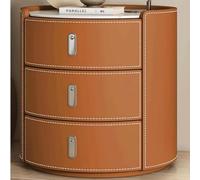 WxuuLTGJR Comodino luminoso di lusso con 3 cassetti, comodino rotondo con piano in ardesia, comodino rivestito in pelle, tavolino creativo(Oranje,40cm)