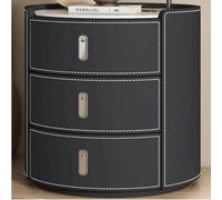 WxuuLTGJR Comodino luminoso di lusso con 3 cassetti, comodino rotondo con piano in ardesia, comodino rivestito in pelle, tavolino creativo(Dark Grey,40cm)