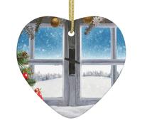 WXWJSHMGC Albero di Natale Stampa Albero di Natale Ceramica Appeso Cuore Pallina Ornamenti Festivi Natale Pendente Decorazioni per feste Decorazioni per la casa