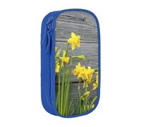 WXWJSHMGC Astuccio a doppio strato con cerniera, con stampa bouquet di narcisi, grande capacità, astuccio per la scuola in tessuto resistente, ideale per studenti, Blu, Taglia unica, Beauty Case
