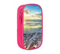 WXWJSHMGC Astuccio a doppio strato con cerniera con stampa Sea On The Boards - Astuccio scuola per penne in tessuto resistente - Ideale per studenti, rosa, Taglia unica, Beauty Case