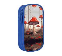 WXWJSHMGC Astuccio a doppio strato con stampa di funghi rossi con cerniera, in tessuto resistente, ideale per studenti, Blu, Taglia unica, Beauty Case