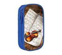 WXWJSHMGC Astuccio a doppio strato con stampa farfalla e violoncello, grande capacità, con cerniera, in tessuto resistente, ideale per studenti, Blu, Taglia unica, Beauty Case