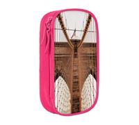 WXWJSHMGC Astuccio a doppio strato con stampa foto del ponte di Brooklyn con cerniera - Astuccio scuola in tessuto resistente per penne - Ideale per studenti, rosa, Taglia unica, Beauty Case