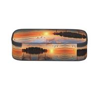 WXWJSHMGC Astuccio con stampa Lake Under Sunset, grazioso astuccio con chiusura a cerniera, grande astuccio per studenti