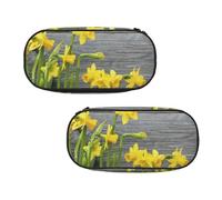 WXWJSHMGC Astuccio grande con stampa bouquet di narcisi con 3 scomparti, portapenne e portamonete, per ragazzi e ragazze, cancelleria per la scuola