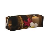 WXWJSHMGC Astuccio in pelle con stampa di candele aromatiche, semplice, con tasca metallica con cerniera, custodia per ragazze e ragazzi, studenti, università e scuole medie, Oro, Taglia unica, Beauty