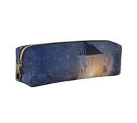 WXWJSHMGC Astuccio in pelle con stampa di lanterna, semplice, con tasca metallica con cerniera, custodia per ragazze e ragazzi, studenti, università e scuola media, Oro, Taglia unica, Beauty Case