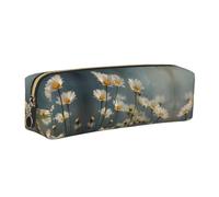 WXWJSHMGC Astuccio in pelle con stampa di margherite sparse semplice, con tasca metallica con cerniera, custodia per ragazze e ragazzi, studenti, università e scuole medie, Oro, One Size, Beauty Case
