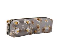 WXWJSHMGC Astuccio in pelle con stampa di margherite sparse semplice, con tasca metallica con cerniera, custodia per ragazze e ragazzi, studenti, università e scuole medie, Oro, One Size, Beauty Case