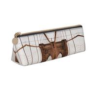 WXWJSHMGC Astuccio in pelle con stampa foto del ponte di Brooklyn, custodia per penna stilografica, astuccio portatile di grande capacità, per scuola secondaria per ragazze e ragazzi