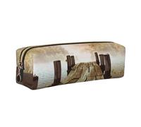 WXWJSHMGC Astuccio in pelle con stampa Lake House, semplice, con tasca metallica con cerniera, custodia per ragazze, ragazzi, studenti, università, scuola media, Oro, Taglia unica, Beauty Case
