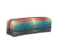 WXWJSHMGC Astuccio in pelle con stampa Love Beach semplice, con tasca metallica con cerniera, custodia per ragazze e ragazzi, studenti, università e scuola media, Argento, Taglia unica, Beauty Case