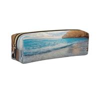 WXWJSHMGC Astuccio in pelle con stampa Water Rush to Tropical Beach, semplice, con tasca metallica con cerniera, custodia per ragazze, ragazzi, studenti, università, scuola media, Oro, Taglia unica