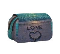 WXWJSHMGC Astuccio portapenne con stampa Love Beach, astuccio portatile a doppio strato per bambini, ragazze, ragazzi e adulti