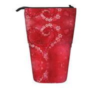 WXWJSHMGC Astuccio telescopico per matite con stampa di cuori rossi e fiori, per San Valentino, versatile, per ufficio e adulti, idea regalo