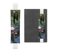 WXWJSHMGC Bella stampa fiore di loto 2 pz fascia elastica regolabile portapenne in pelle PU custodia per penna per diari con copertina rigida, quaderni per il rientro a scuola regalo, bianco, Taglia