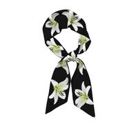 WXWJSHMGC Bellissima sciarpa a forma di striscia lunga con stampa di gigli per donne cravatta sciarpa di seta come sciarpa leggera per capelli sciarpa regalo per vacanze da donna