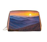 WXWJSHMGC Blue Ridge Parkway Mountains Borsa per il trucco in pelle impermeabile portatile pochette per pennelli da trucco (17 x 10,9 cm), bianco, Taglia unica