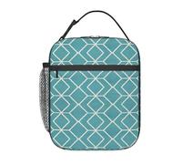 WXWJSHMGC Borsa per il pranzo con stampa a reticolo blu, riutilizzabile e impermeabile, borsa termica per il pranzo con borsa a rete per scuola, viaggi, picnic