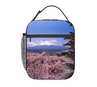 WXWJSHMGC Borsa per il pranzo con stampa del Monte Fuji Giappone, riutilizzabile e impermeabile, borsa termica per il pranzo con borsa a rete per scuola, viaggi, picnic