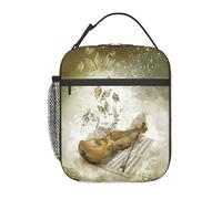 WXWJSHMGC Borsa per il pranzo con stampa di farfalle e violoncello, riutilizzabile e impermeabile, borsa termica per il pranzo con borsa a rete per scuola, viaggi, picnic