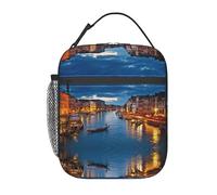 WXWJSHMGC Borsa per il pranzo con stampa di Venezia, riutilizzabile e impermeabile, borsa termica per il pranzo con borsa a rete per scuola, viaggi, picnic