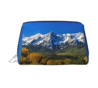 WXWJSHMGC Borsa per il trucco con stampa stradale di campagna, borsa portatile in pelle impermeabile, pochette per pennelli da trucco (17 x 10,9 cm), Argento, Taglia unica