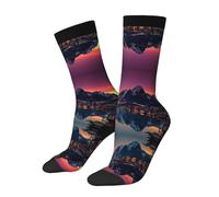 WXWJSHMGC Calzini unisex alti con stampa 3D delle Isole Norvegie, calzini lunghi alla caviglia, per uso quotidiano, 2 Nero-1, Taglia unica