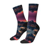 WXWJSHMGC Calzini unisex alti con stampa 3D delle Isole Norvegie, calzini lunghi alla caviglia, per uso quotidiano, 2 Nero-2, Taglia unica
