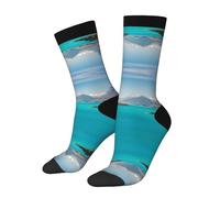 WXWJSHMGC Calzini unisex per adulti con stampa di isole e montagne, alti e lunghi, lunghezza alla caviglia, occasioni per l'uso quotidiano, 3 nero, Taglia unica