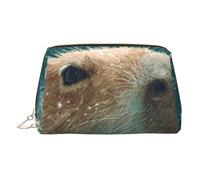 WXWJSHMGC Capybara is Swimming Print Makeup Bag Portable Leather Waterproof Cosmetic Bag Clutch Makeup Brush Bag (17 x 10,9 cm), Oro, taglia unica