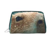 WXWJSHMGC Capybara is Swimming Print Makeup Bag Portable Leather Waterproof Cosmetic Bag Clutch Makeup Brush Bag (17 x 10,9 cm), Argento, taglia unica