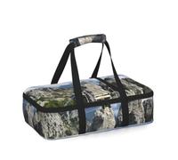 WXWJSHMGC Casseruola isolata con ponte sospeso in ripide rocce - Borsa portatile per cibi caldi o freddi, borsa termica per il pranzo, adatta per pirofile da 22,9 x 33 cm