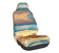 WXWJSHMGC Coprisedili anteriori universali per auto, con stampa di conchiglie sulla spiaggia sabbiosa, accessori per interni auto, protezione adatta per la maggior parte delle auto (1 pezzo)