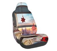 WXWJSHMGC Coprisedili anteriori universali per auto, con stampa Merry Christmas, accessori per interni auto, adatti per la maggior parte delle auto (1 pezzo)