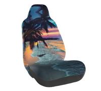 WXWJSHMGC Coprisedili anteriori universali per auto, motivo cocco, spiaggia, tramonto, protezione per interni auto, adatti per la maggior parte delle auto (1 pezzo)
