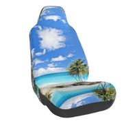 WXWJSHMGC Coprisedili anteriori universali per auto, motivo spiaggia bianca, accessori per interni auto, adatti per la maggior parte delle auto (1 pezzo)